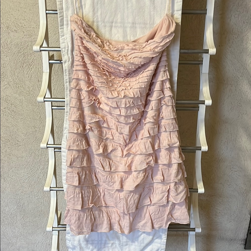 Pink Ruffled Strapless Dress